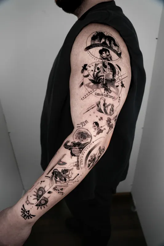 Anime Tattoo von Wanja — Naruto Sleeve am Bein, Memorink Heilbronn